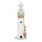 Coastal White Wooden Lighthouse Sculpture, 15" x 6" x 6"